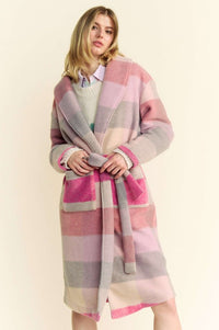 Hazel Blues® |  Davi & Dani Tied Color Block Collared Neck Coat