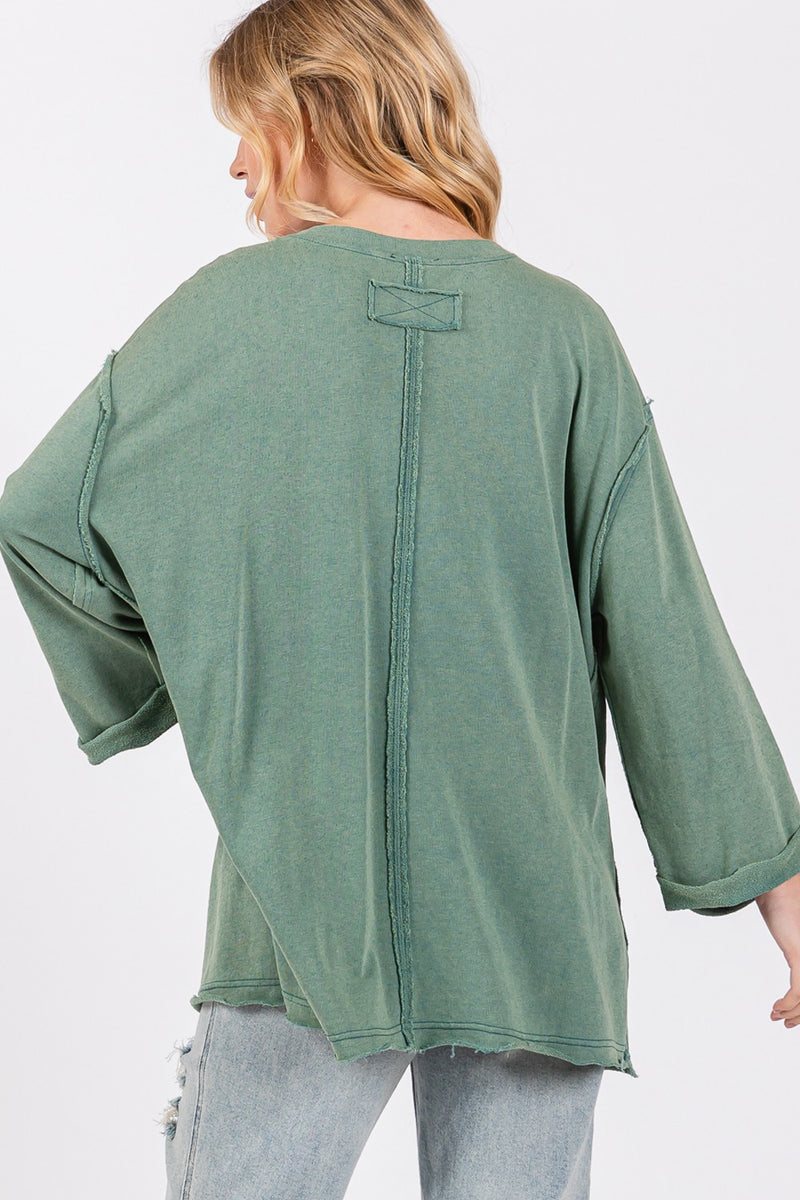 Hazel Blues® |  SAGE + FIG American Flag Patch Drop Shoulder T-Shirt