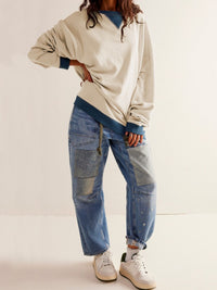 Hazel Blues® |  Contrast Dropped Shoulder Long Sleeve Sweatshirt