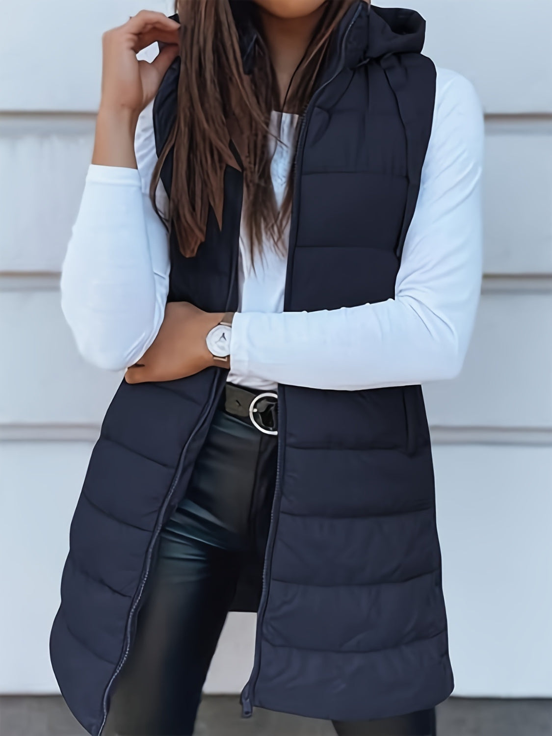 Hazel Blues® |  Zip Up Hooded Vest Coat