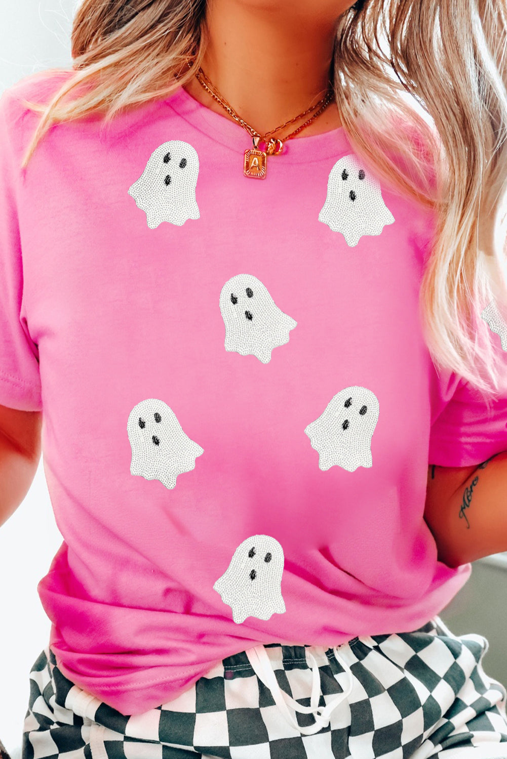Pink Boo Sequin Ghost T-Shirt