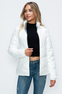 Hazel Blues® |  How Dare U Pocketed Zip Up Puffer Jacket with Removable Hood