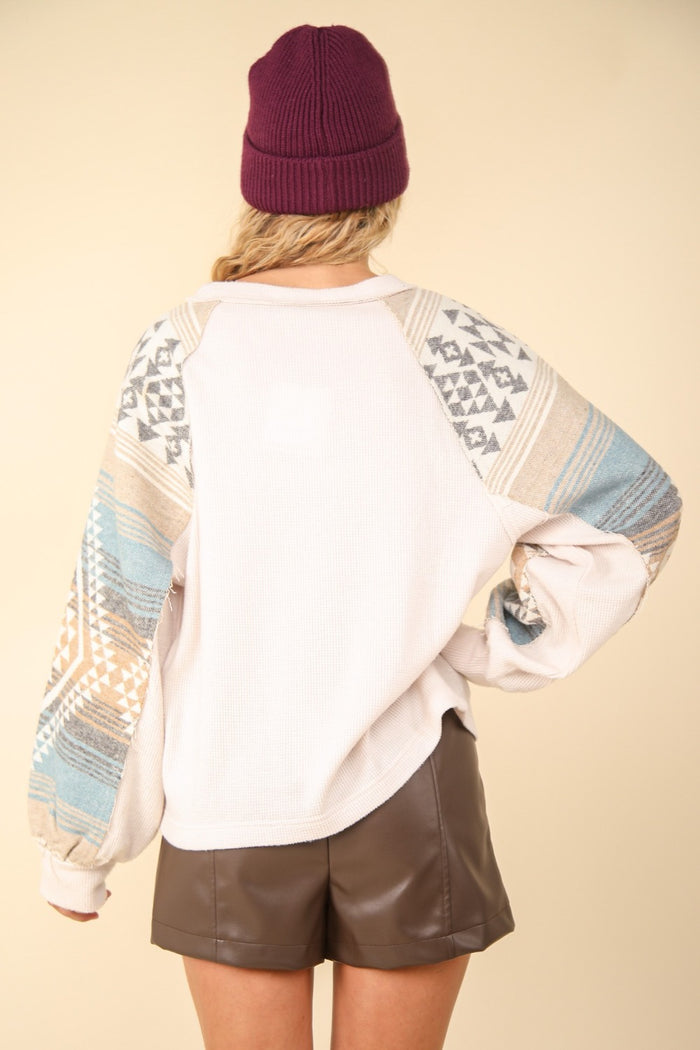 Hazel Blues® |  VERY J Printed Long Sleeve Round Neck Knit Top