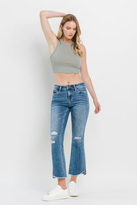 Hazel Blues® |  Vervet by Flying Monkey Mid Rise Distressed Cropped Flare Jeans