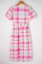 Hazel Blues® |  Tied Plaid Round Neck Short Sleeve Dress