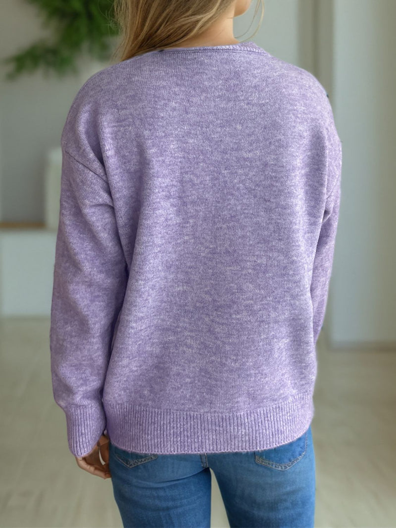 Hazel Blues® |  Round Neck Drop Shoulder Long Sleeve Sweater