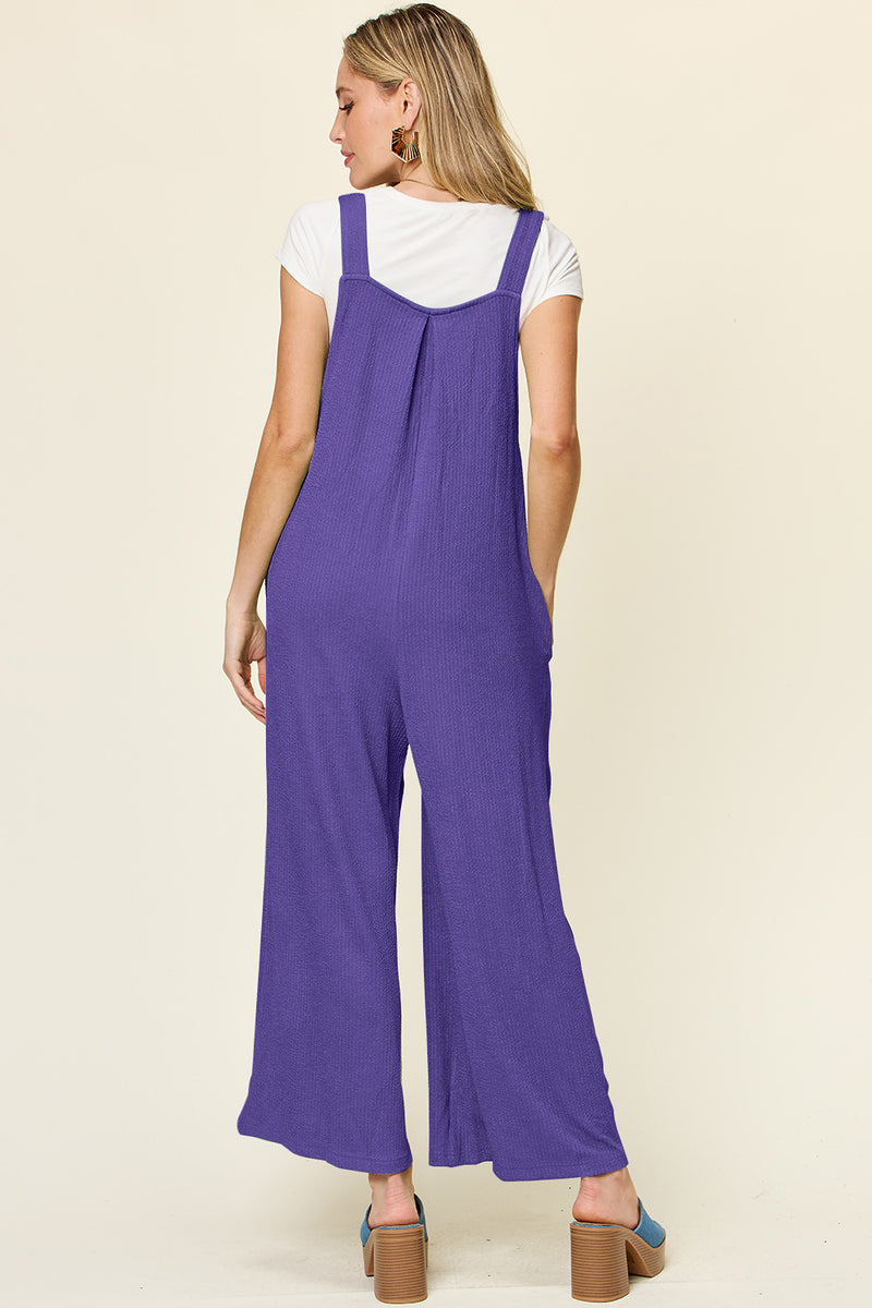 Hazel Blues® |  Double Take Texture Sleeveless Wide Leg Overall