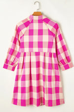 Hazel Blues® |  Plaid Button Up Long Sleeve Shirt Dress