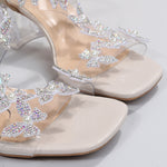 Hazel Blues® |  Butterfly Detail Open Toe Mid Heel Sandals