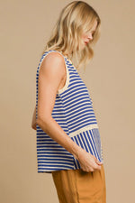 Hazel Blues® |  Umgee Round Neck Texture Striped Tank