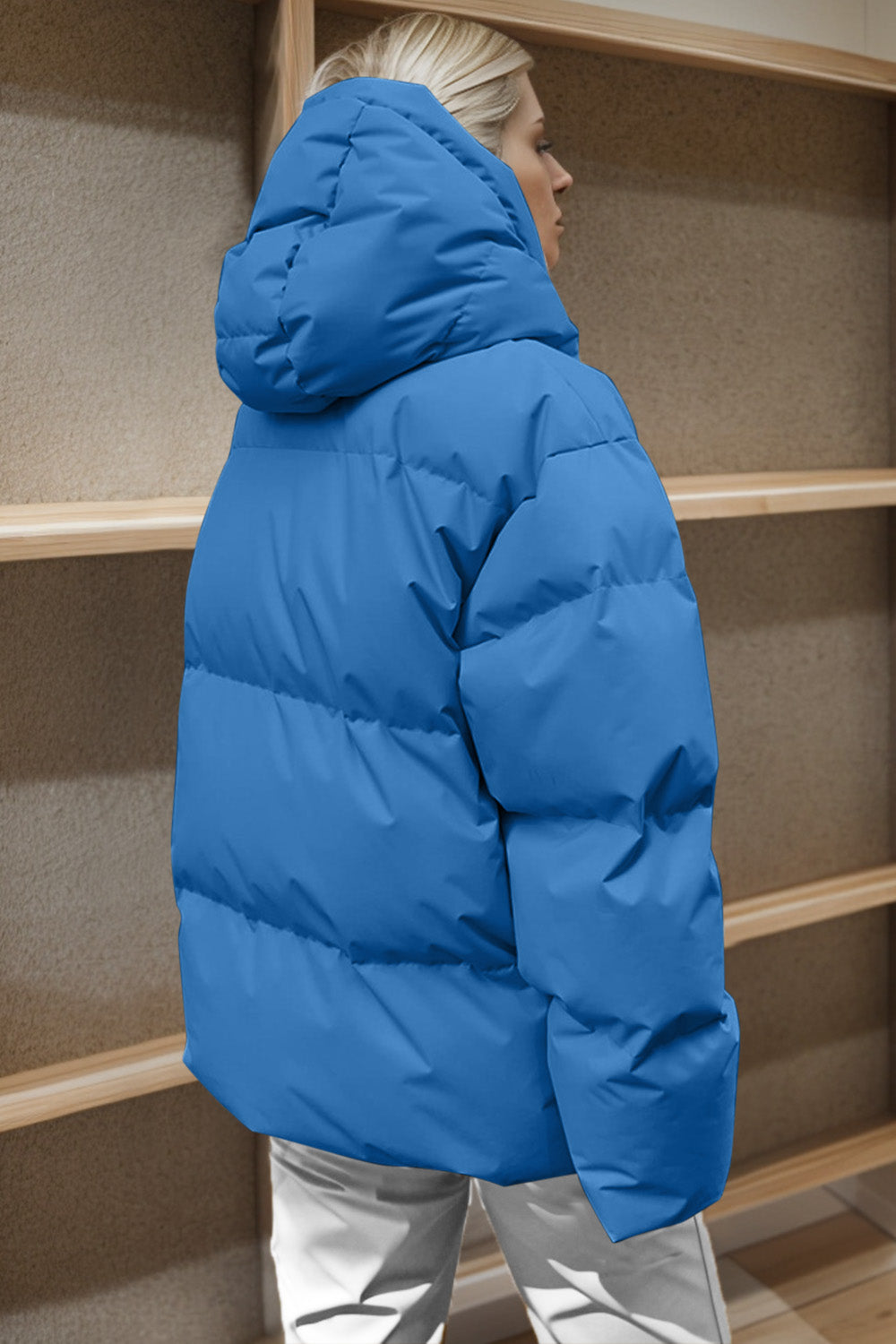 Hazel Blues® |  Pocketed Zip Up Hooded Puffer Jacket