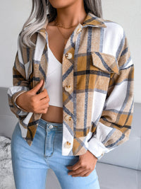 Hazel Blues® |  Plaid Collared Neck Long Sleeve Jacket