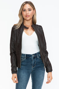 Hazel Blues® |  Snobbish PU Leather Biker Jacket with Side Zip Pockets