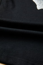 Hazel Blues® |  Black Glitter Ghost Pattern Crew Neck Halloween T Shirt