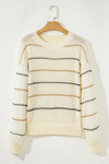 Hazel Blues® |  Multicolour Striped Ribbed Edge Drop Shoulder Sweater