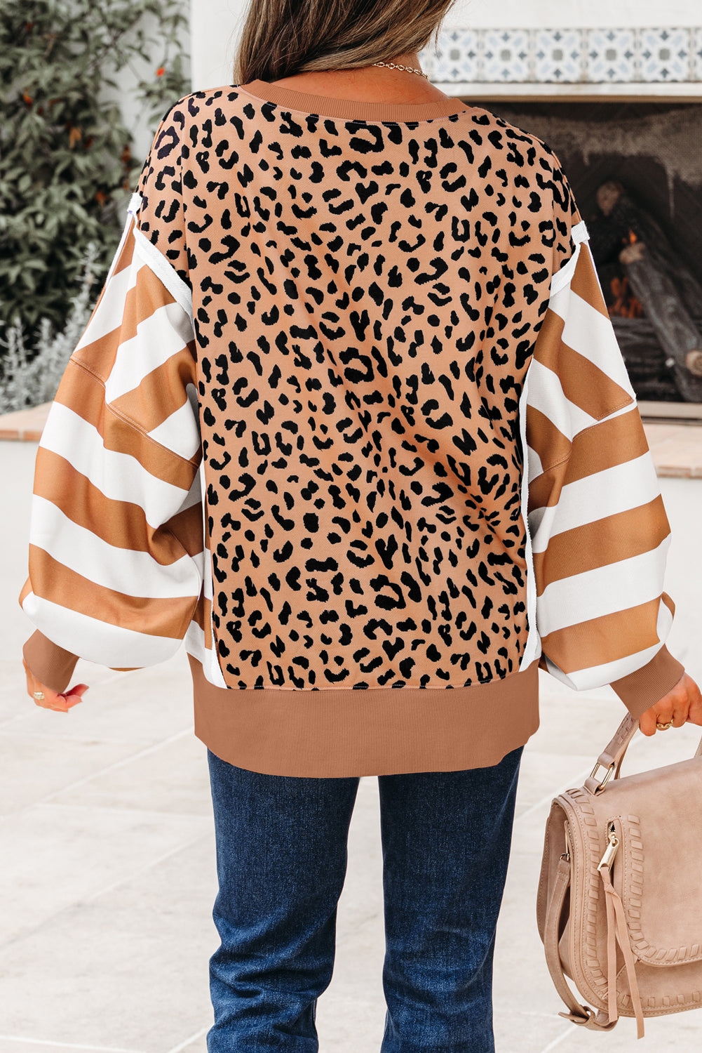 Cecilia Skye Khaki Leopard Stripe Sweatshirt