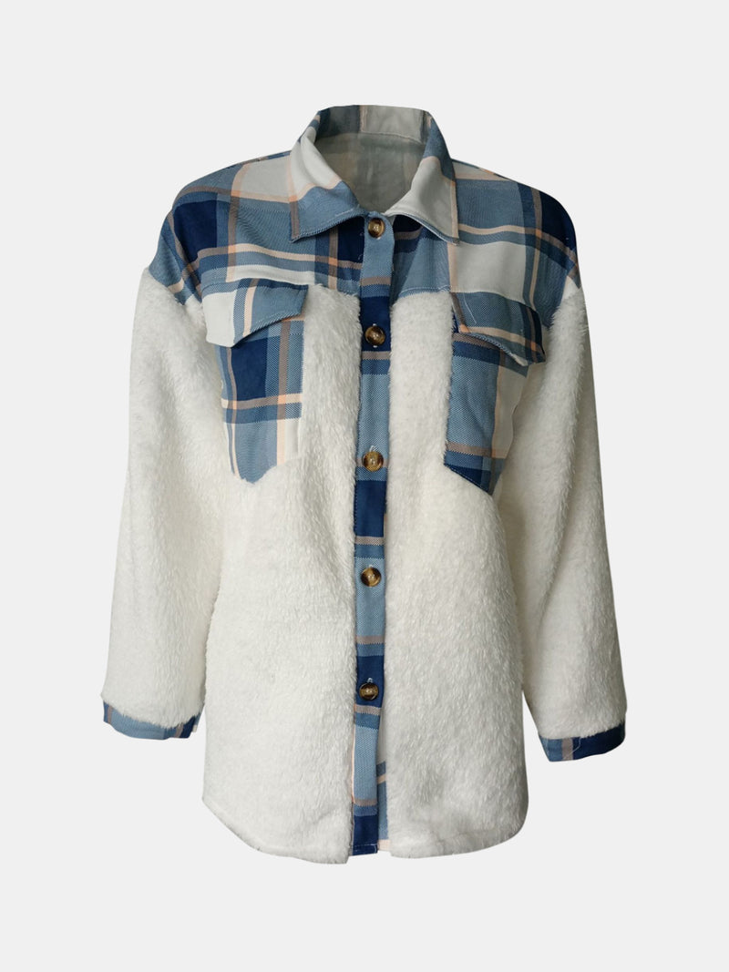 Hazel Blues® |  Fuzzy Button Up Long Sleeve Jacket
