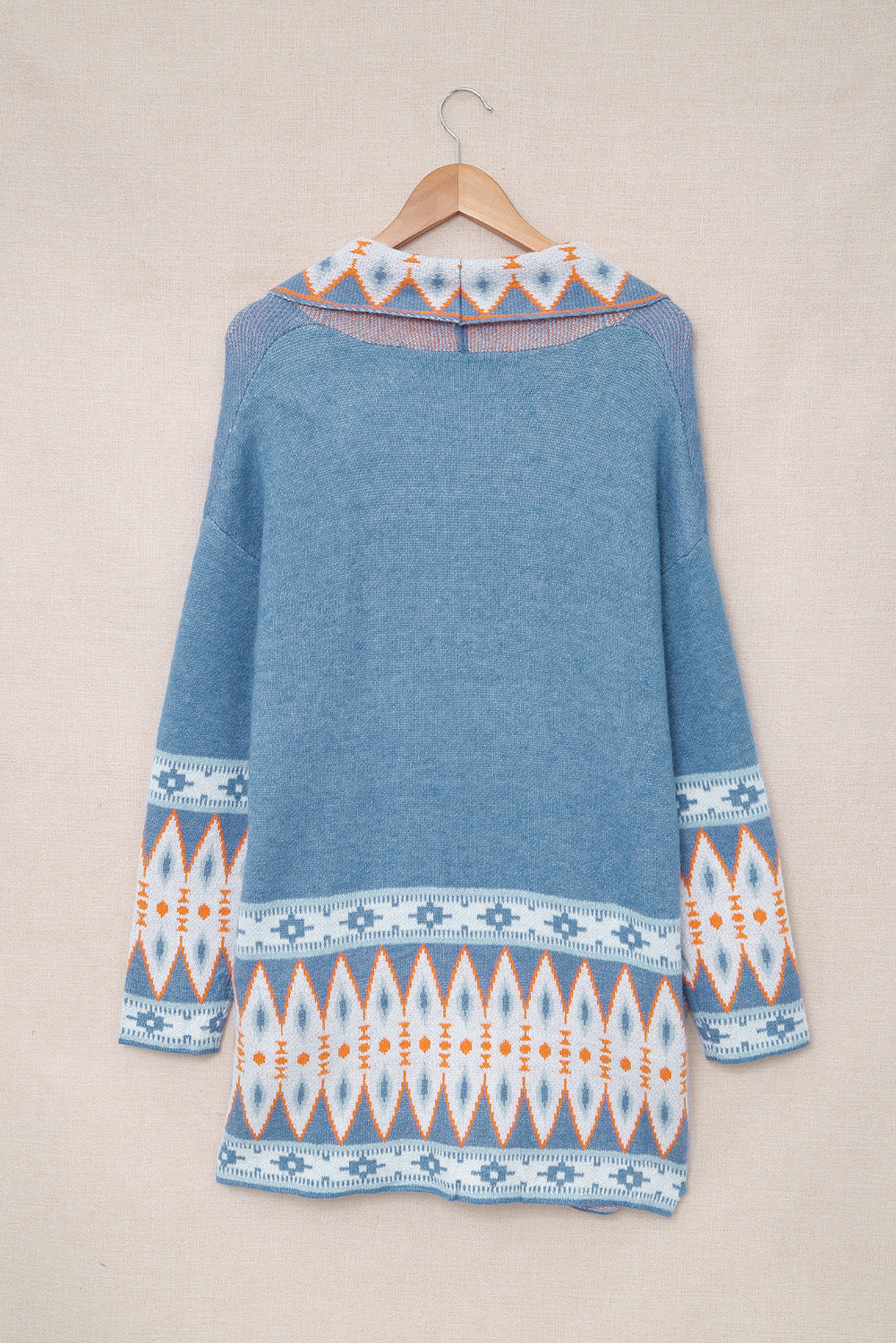 Hazel Blues® |  Geometric Open Front Long Sleeve Cardigan