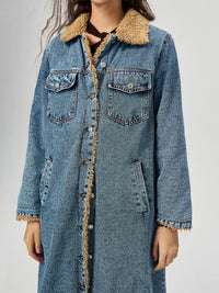 Hazel Blues® |  Pocketed Button Up Denim Jacket with Fur Lining