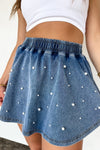 Hazel Blues® |  PREORDER: Denim & Pearls Skort