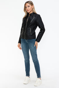 Hazel Blues® |  Snobbish Faux Leather Zip Up Mock Neck Jacket