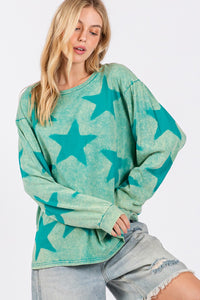 Hazel Blues® |  SAGE + FIG Mineral Wash Star Pattern T-Shirt