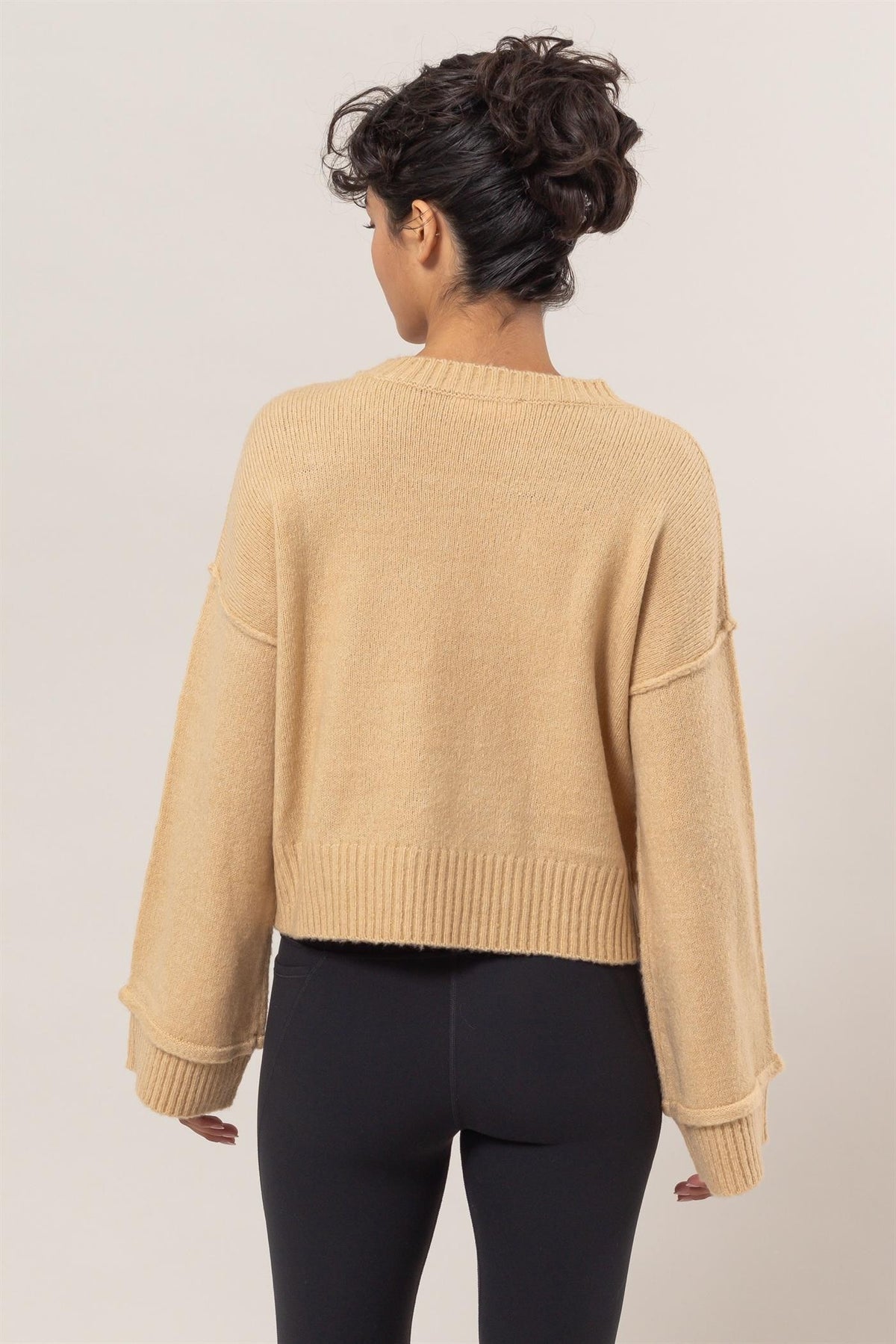 Hazel Blues® |  HYFVE Round Neck Dropped Shoulder Ribbed Sweater