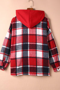 Hazel Blues® |  Plaid Button Up Hooded Shacket