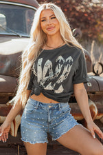 Hazel Blues® |  Carbon Grey Vintage Yall Cowboy Boots Graphic Tee