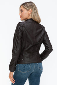 Hazel Blues® |  Snobbish PU Leather Biker Jacket with Side Zip Pockets