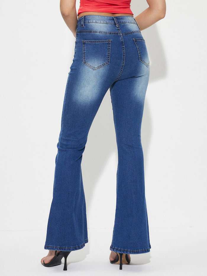 Hazel Blues® |  Mid-Rise Waist Bootcut Jeans