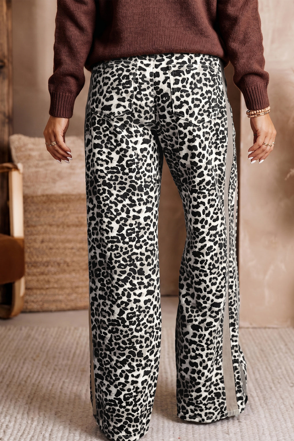 Morning Light Leopard Straight-Leg Jeans
