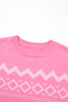 Hazel Blues® |  Geometric Drop Shoulder Long Sleeve Sweater