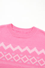 Hazel Blues® |  Geometric Drop Shoulder Long Sleeve Sweater