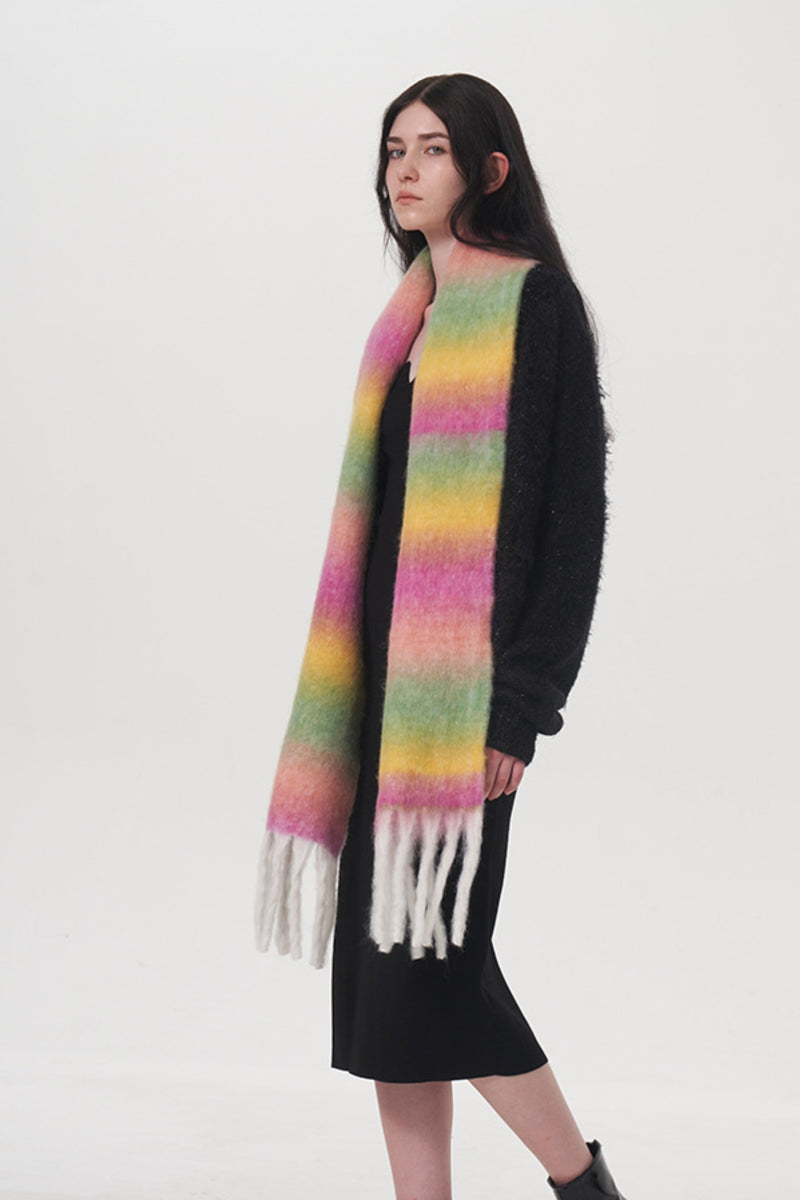 Hazel Blues® |  Fringe Gradient Thermal Scarf