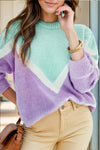 Hazel Blues® |  Contrast Round Neck Dropped Shoulder Sweater