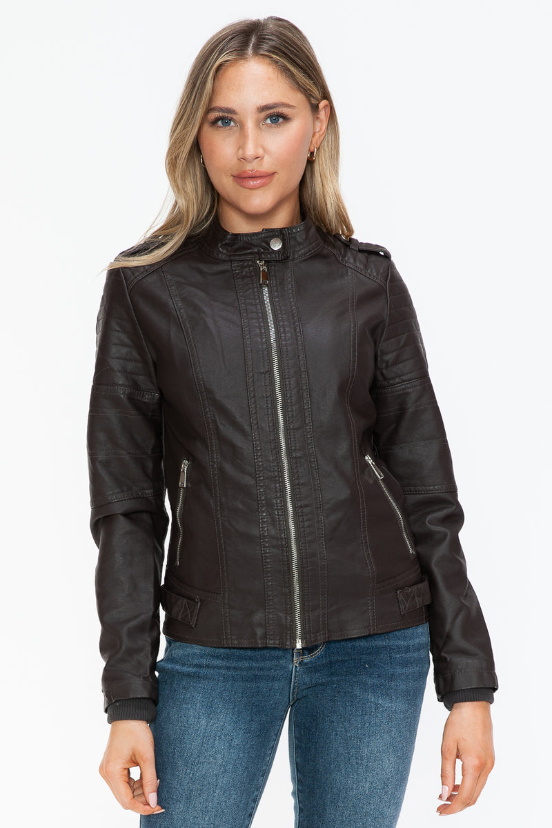 Hazel Blues® |  Snobbish PU Leather Biker Jacket with Side Zip Pockets