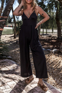 Hazel Blues® |  Surplice Spaghetti Strap Wide Leg Jumpsuit