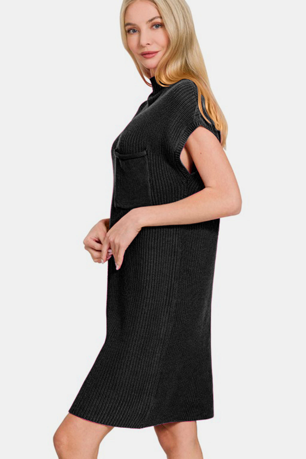 Hazel Blues® |  Zenana Mock Neck Short Sleeve Sweater Dress