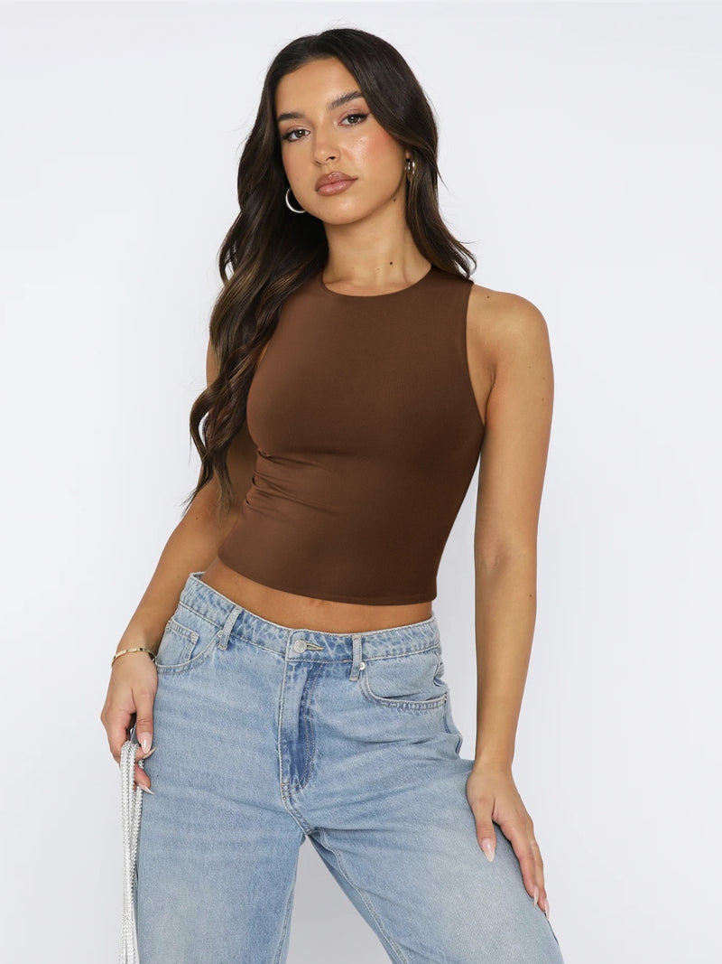 Hazel Blues® |  Round Neck Cropped Tank