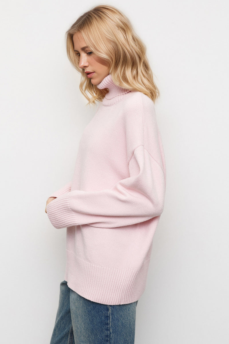 Hazel Blues® |  Basic Bae Turtleneck Dropped Shoulder Long Sleeve Sweater