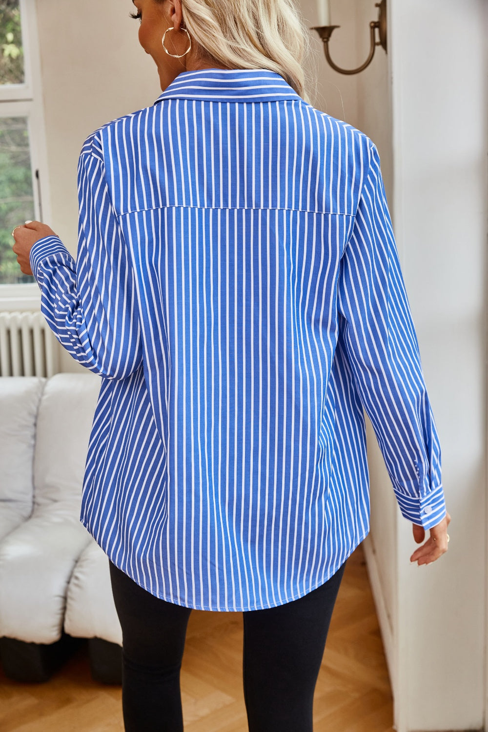 Hazel Blues® |  Striped Button Up Long Sleeve Shirt