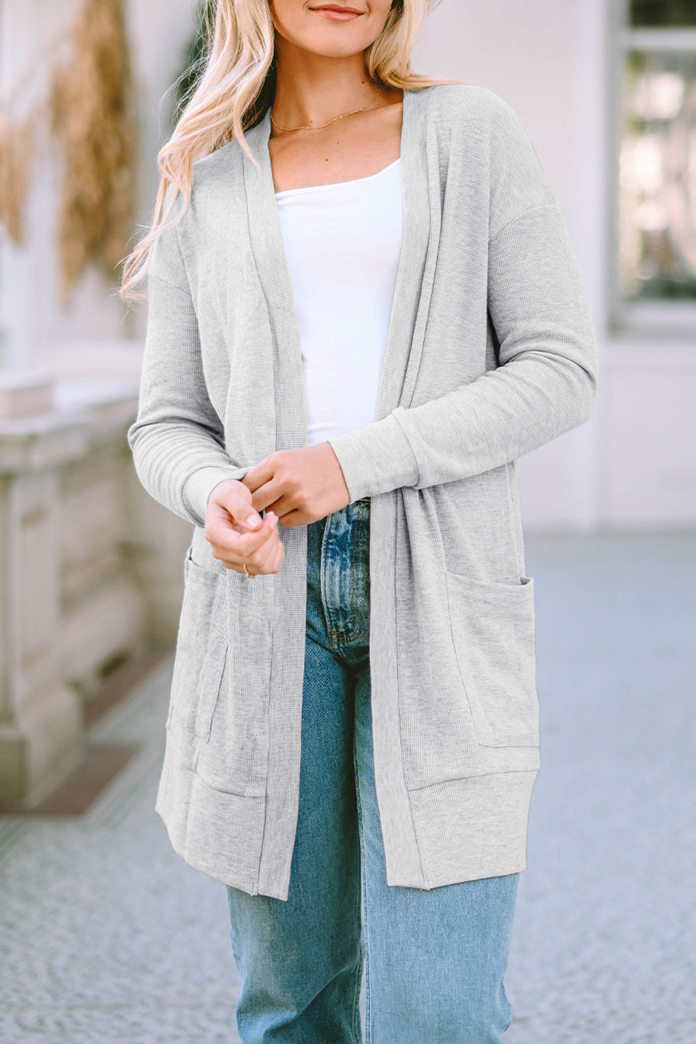 Hazel Blues® |  Pocketed Open Front Long Sleeve Cardigan