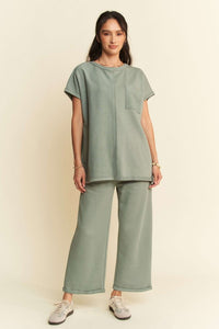 Hazel Blues® |  Davi & Dani Round Neck Short Sleeve Top and Pants Set