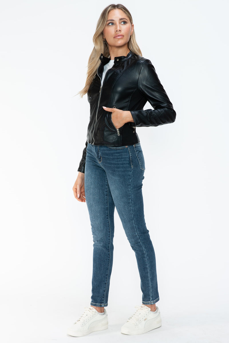 Hazel Blues® |  Snobbish PU Leather Zip Up Jacket with Pockets