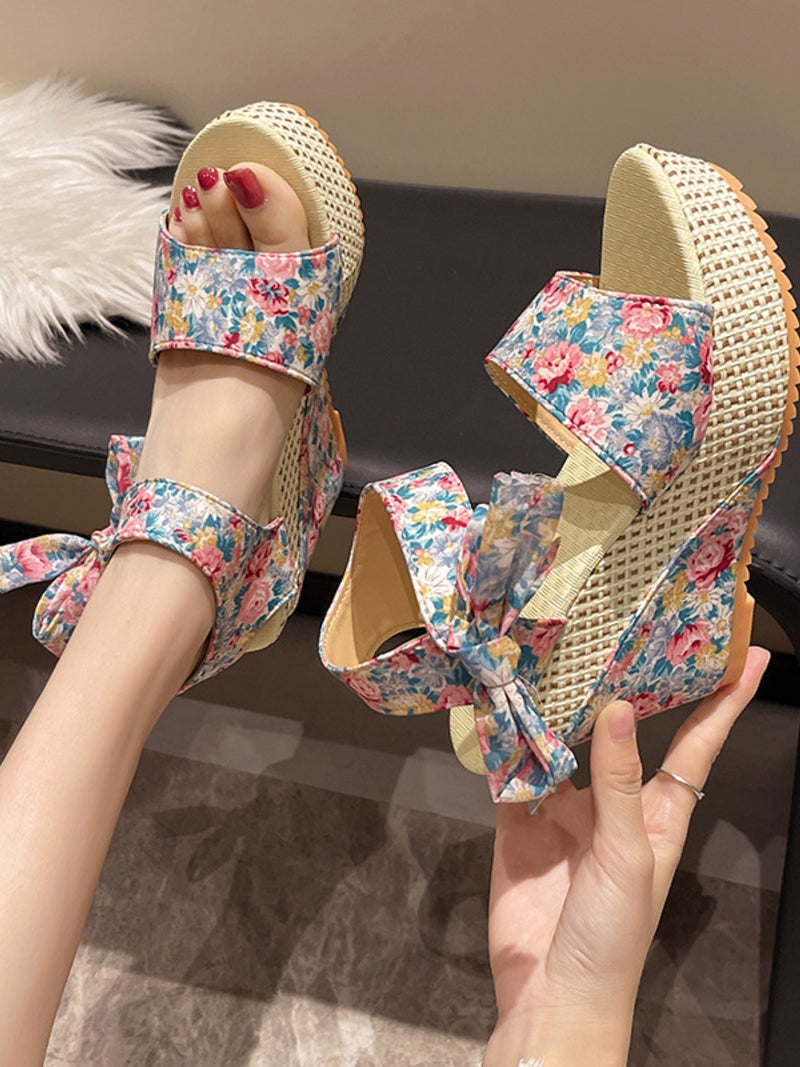 Hazel Blues® |  Floral Tied High Heel Sandals