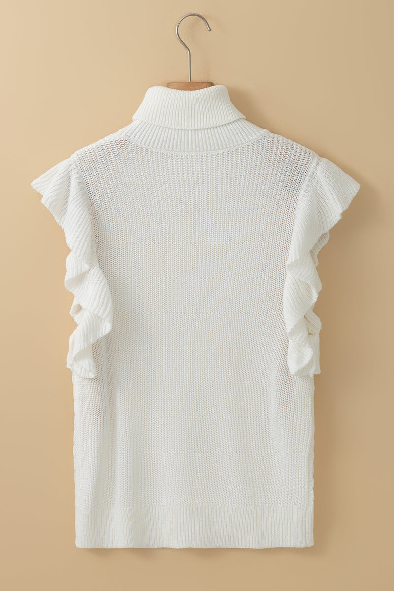 Hazel Blues® |  Cable-Knit Turtleneck Cap Sleeve Sweater