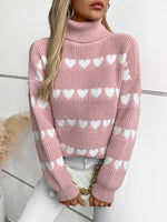 Hazel Blues® |  Heart Turtleneck Dropped Shoulder Sweater