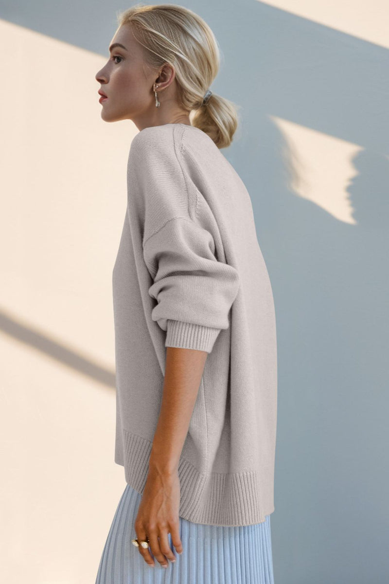 Hazel Blues® |  Basic Bae Round Neck Dropped Shoulder Sweater