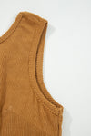 Hazel Blues® |  Beige Corduroy Sleeveless Mini Dress With Patched Pockets